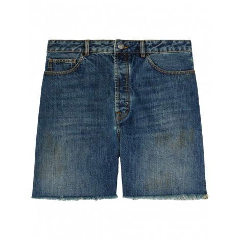 Palm Angels `Curved Logo` Denim Shorts