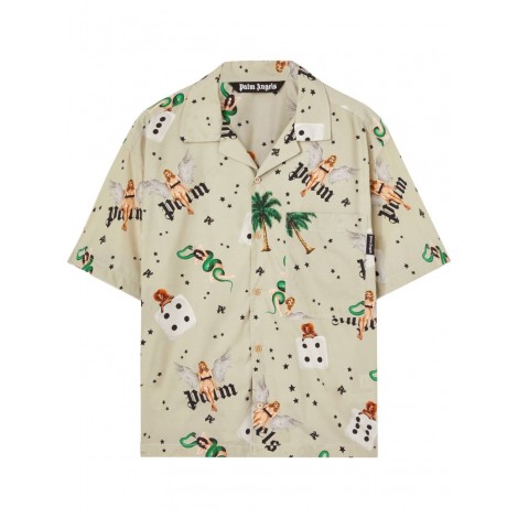 Palm Angels `Pin Up` Short Sleeve Bowling Shirt 