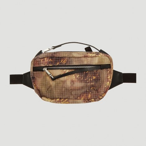 Camouflage Print Belt Bag in Brown