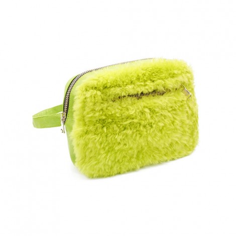 Acid Green Women's Shearling Belt Bag