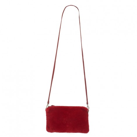 Shoulder Strap In Red Shearling