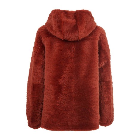 Orange Shearling Women's Sweatshirt Jacket