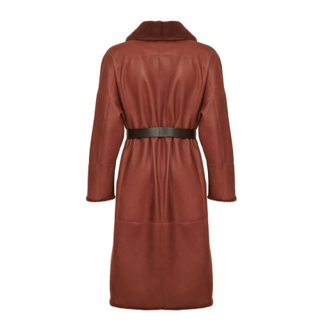 Reversible Shearling Coat, Terracotta Colored