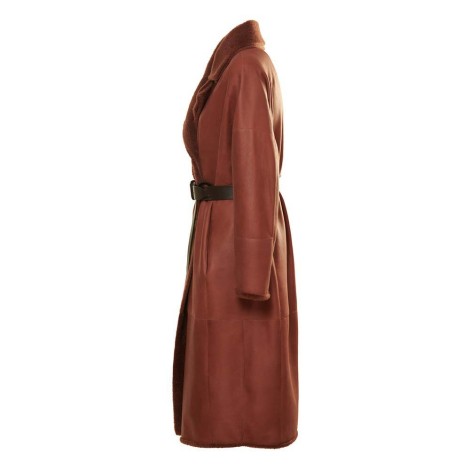 Reversible Shearling Coat, Terracotta Colored