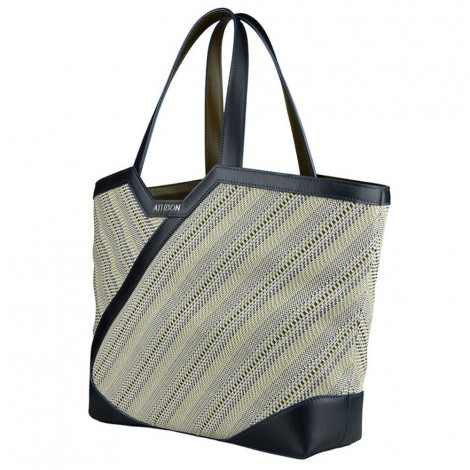 Andolla Shopping Bag In Woven Cotton And Leather