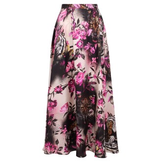 Roberto Cavalli Flared Midi Silk Skirt 42