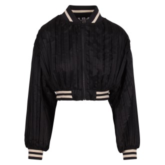 Vien Pleated Cropped Bomber Jacket M