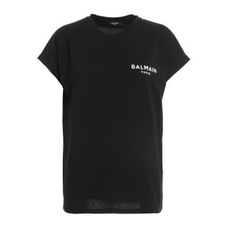 BALMAIN T-SHIRT NERA CON LOGO BIANCO XF0EF010BB01EAB