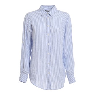 POLO RALPH LAUREN CAMICIA A RIGHE IN LINO AZZURRA 200862110001