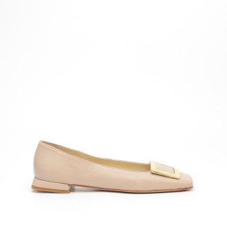 Ballerina in pelle color beige