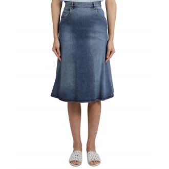 Alaia denim flared skirt