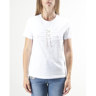 ELISABETTA FRANCHI T-shirt con ricamo incrociato in catena Elisabetta Franchi