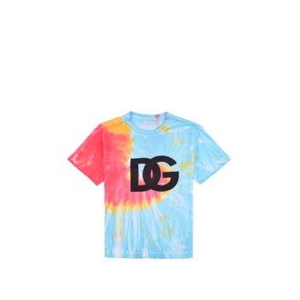 T-SHIRT IN JERSEY STAMPA TIE DYE LOGO DG