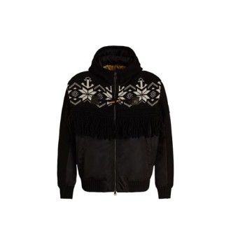 BOMBER CON CAPPUCCIO E MAGLIA JACQUARD