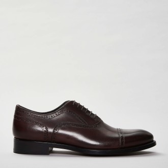 Stringata half brogue in pelle marrone