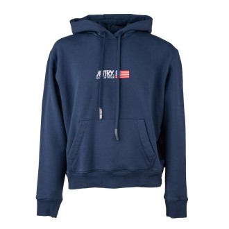 Felpa blu con cappuccio e logo