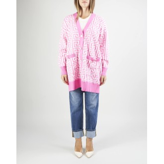 GLAMOROUS Cardigan oversize in maglia Pink Geo Glamorous