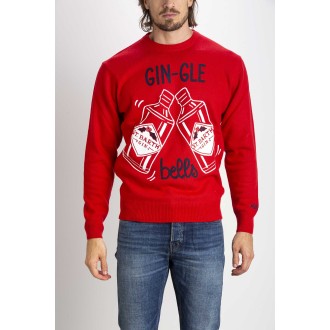 Men's Red Sweater Printing Gin-Gle Bells