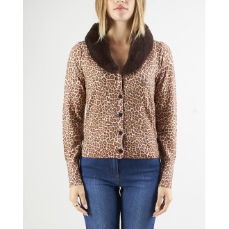 BLUGIRL Cardigan maculato con pelliccia Blugirl by Bluemarine