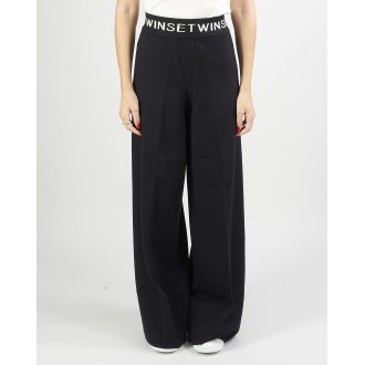 TWIN SET Pantalone in maglia con logo Twinset