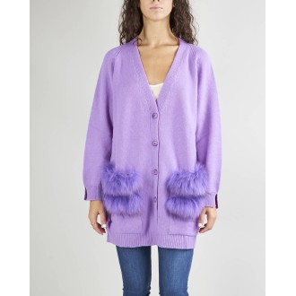 VANISE' Cardigan in misto cashmere con inserti in vera pelliccia Vanise'