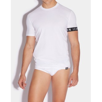 DSQUARED2 T-SHIRT IN COTONE STRETCH BIANCA <BR/>