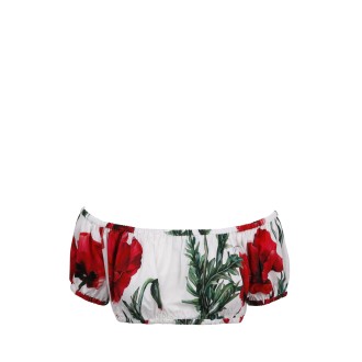 Dolce & Gabbana Poppies Print Cotton Cropped Top 42