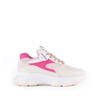 Sneakers Hyperactive in pelle e tessuto bianca