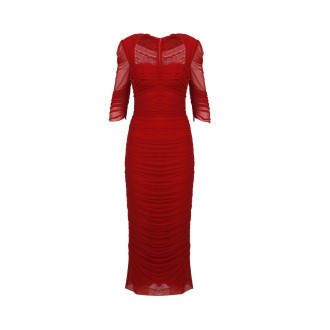 Dolce & Gabbana Pleated Midi Sheath Dress 44