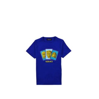 T-SHIRT CON STAMPA E LOGO VERSACE IN COTONE