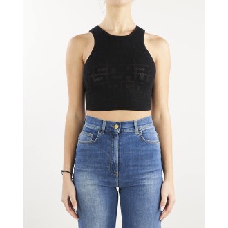 ELISABETTA FRANCHI Cropped top with net stitch logo Elisabetta Franchi