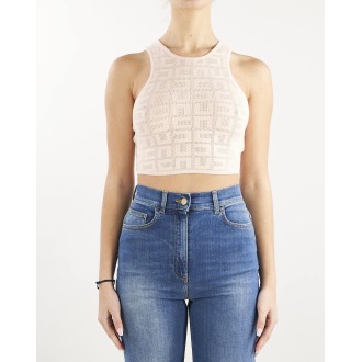 ELISABETTA FRANCHI Cropped top with net stitch logo Elisabetta Franchi