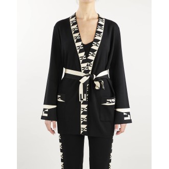 ELISABETTA FRANCHI Cardigan kimono con bande logate Elisabetta Franchi