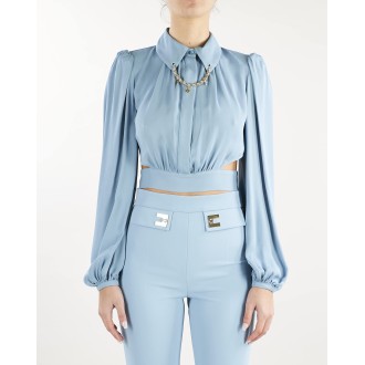 ELISABETTA FRANCHI Camicia cropped con collo importante Elisabetta Franchi