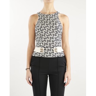 ELISABETTA FRANCHI Top in crepe stampato con disegno Labirinto Elisabetta Franchi