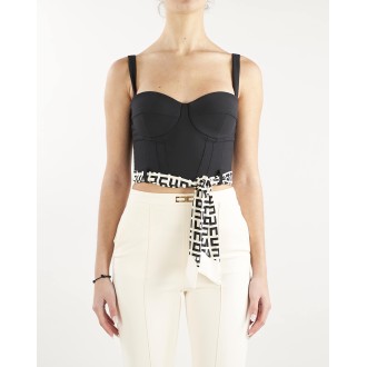 ELISABETTA FRANCHI Top bustier con foulard stampa logo Elisabetta Franchi