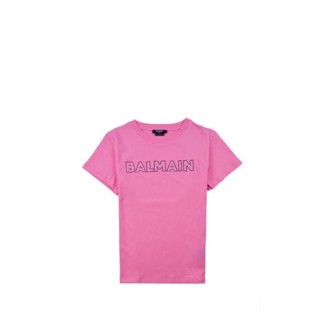 T-SHIRT IN COTONE CON LOGOenbsp;STRASSenbsp;BALMAIN