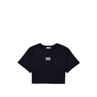 T-SHIRT CROPPED IN COTONE CON PLACCA LOGO