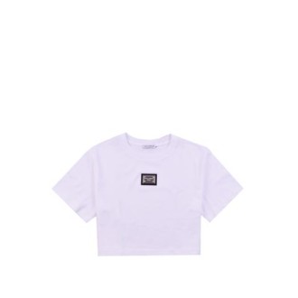 T-SHIRT CROPPED IN COTONE CON PLACCA LOGO