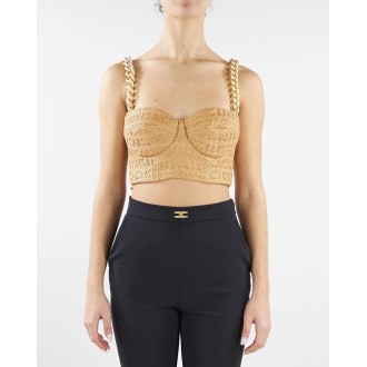 ELISABETTA FRANCHI Top in rafia con coppe Elisabetta Franchi