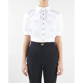 ELISABETTA FRANCHI Camicia cropped con inserti in pizzo Elisabetta Franchi