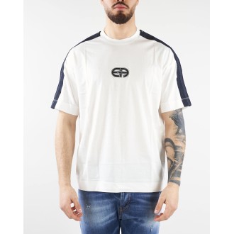 EMPORIO ARMANI T-shirt in jersey misto Tencel con bande e patch EA Emporio Armani