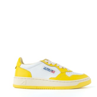 Sneakers pelle bicolore bianco e giallo