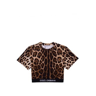 T-SHIRT CROPPED CON STAMPA LEOPARDO