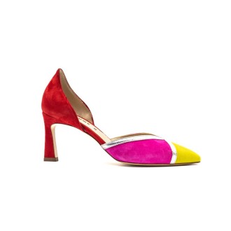 Scarpa Donna ROSSO FUXIA LIME TRE EMME Pelle