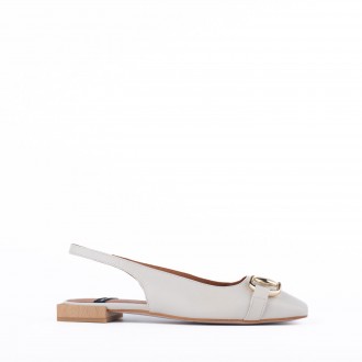 Slingback in pelle natural