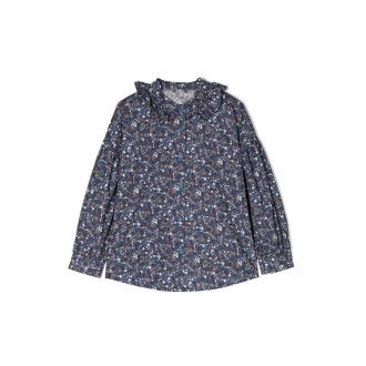 il gufo m/l shirt flowers and ruffle collar