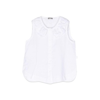 il gufo sleeveless shirt ruffle collar