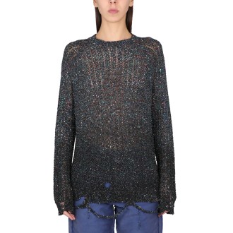 maison margiela sequined battered knit sweatshirt