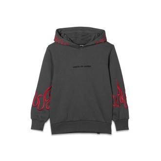 vision of super embroidered red flames hoodie